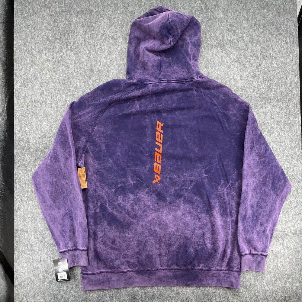 Bauer Hoodie Mens XL Purple Acid Wash Pullover Hockey Swaggy P New